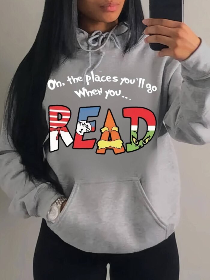 Autumn And Winter European And American Color Letter Printing Hooded Casual Sweatshirt - Image 7