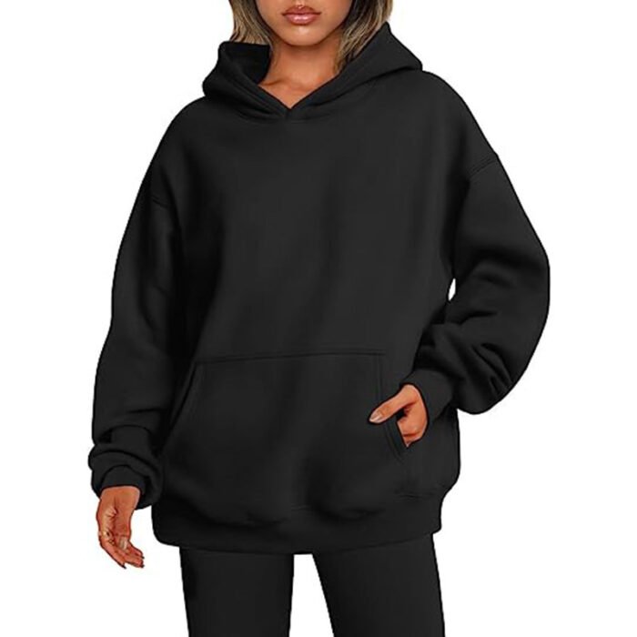 Women's Hoodies With Pockets Fashion Solid Sweatshirt Oversized Hooded Sweater Womens Clothing - Image 2