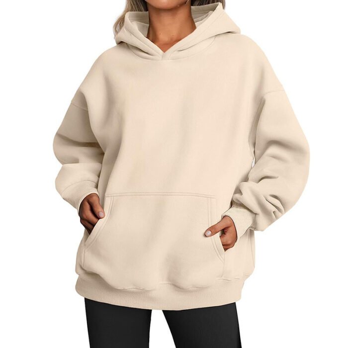 Women's Hoodies With Pockets Fashion Solid Sweatshirt Oversized Hooded Sweater Womens Clothing - Image 7